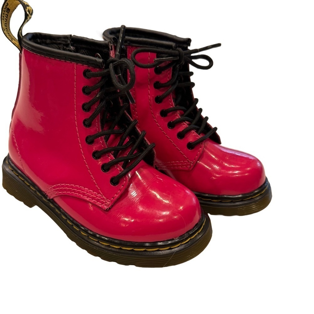 Dr. Martens Hot Pink Girls 1460 T Pink Lace Up Boots Size 8 Side Zipper
